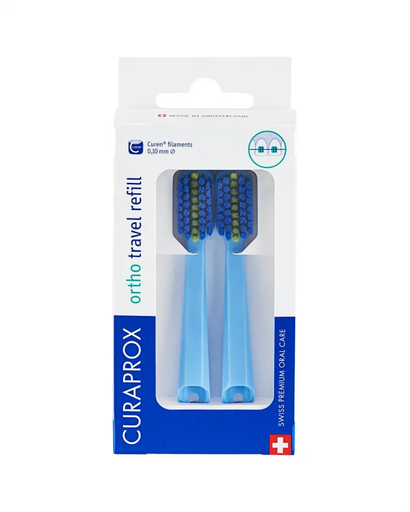 [OD-CPX-0143] Curaprox Cabezal Travel Set Ortho Azul Dúo Pack
